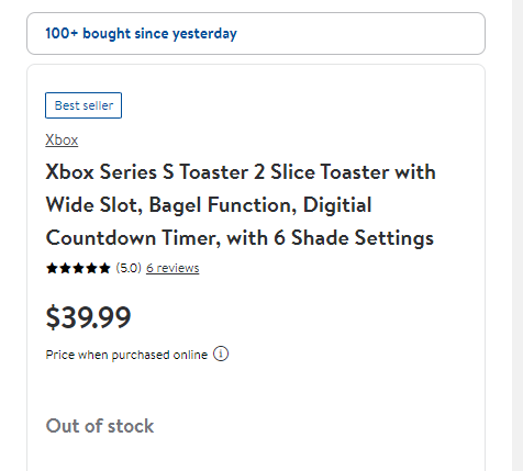 Xbox Series S Toaster Price