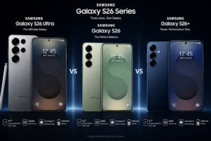 Samsung Galaxy S26 Ultra vs S26+ vs S26: Full Comparison (2026) Samsung Galaxy S26 Ultra vs S26+ vs S26: Full Comparison (2026)